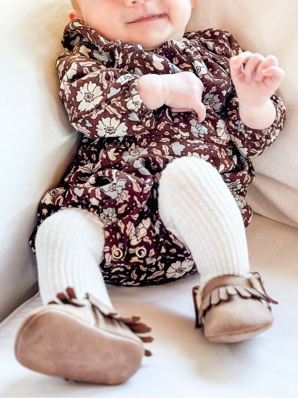 Rylee + Cru Long Sleeve Bubble Romper Holiday Bloom Autumn Brown Floral 0-3 mo